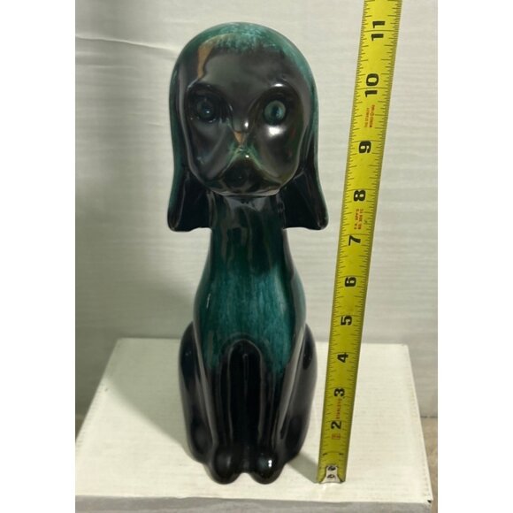 Vintage Blue Mountain Pottery Tall Dog Figurine Green Drip Glaze MCM Canada BMP - Picture 8 of 10